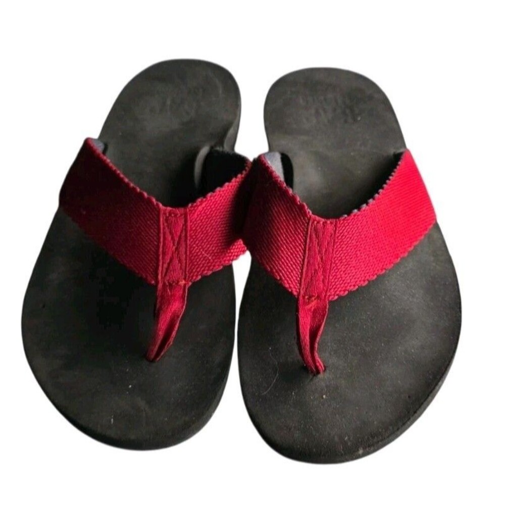 GAP Men's Flip Flops Sz 8-9 Maroon Canvas Strap Sandals